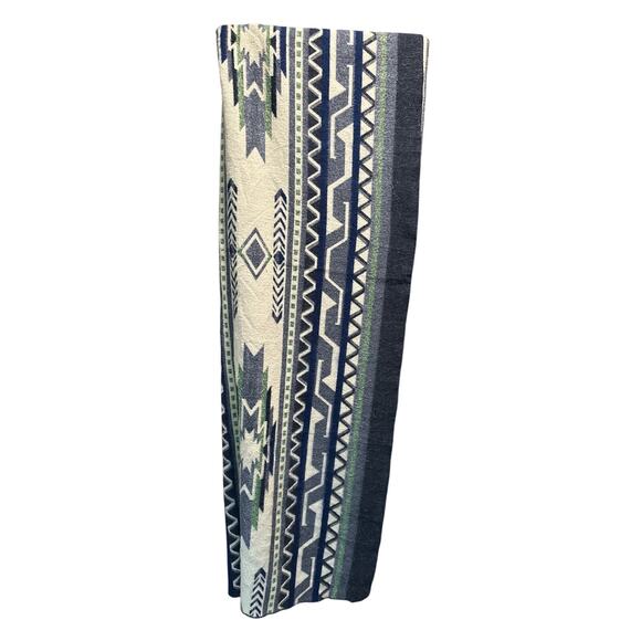 Vtg Alpaca WOOL blanket Peru large Peruvian throw warm seahawk color cabin - Picture 1 of 12